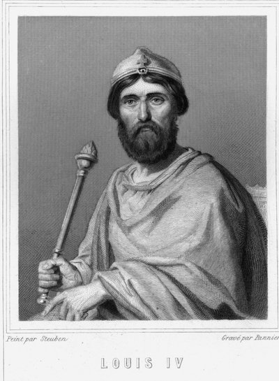 Ouis IV d'Outremer (d'Outre Mer, d'Outre-Mer) (921 - 954), फ्रांस के राजा का पोर्ट्रेट - Lavallee द्वारा "" हिस्ट्री ऑफ़ द फ्रेंच "" में, उत्कीर्णन, nd। द्वारा अज्ञात कलाकार