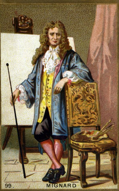 पियरे मिग्नार्ड (1612 - 1695) का पोर्ट्रेट, फ्रांसीसी चित्रकार, डेकोरेटर और कार्टूनिस्ट। 19 वीं शताब्दी की क्रोमोलिथोग्राफी। द्वारा अज्ञात कलाकार