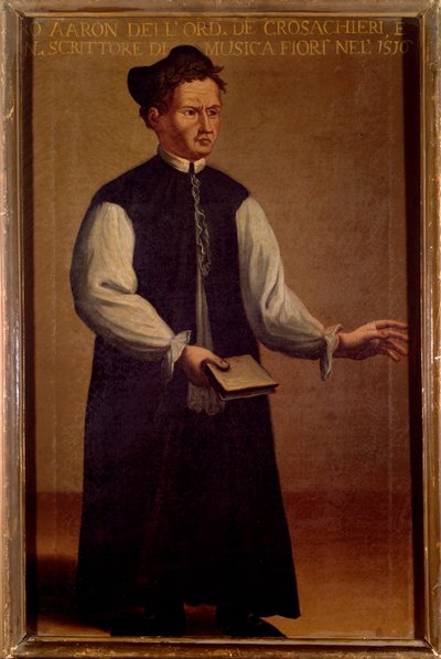 पिएत्रो आरोन (एरोन) (1489-1545) का पोर्ट्रेट, इतालवी संगीत के सिद्धांतकार बेनामी पेंटिंग। 16 वीं शताब्दी। बोलोग्ना, सिविक ग्रंथ सूची संग्रहालय द्वारा अज्ञात कलाकार