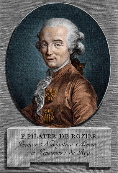 पिलाट्रे डी रोज़ियर (1756 - 1785) का पोर्ट्रेट, फ्रांसीसी भौतिक विज्ञानी और वैमानिकी (एक गर्म हवा के गुब्बारे में पहली यात्रा) द्वारा अज्ञात कलाकार