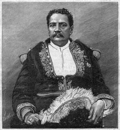 पोमारे वी (1839 - 1891) का पोर्ट्रेट ताहिती के अंतिम सम्राट - उत्कीर्णन द्वारा अज्ञात कलाकार