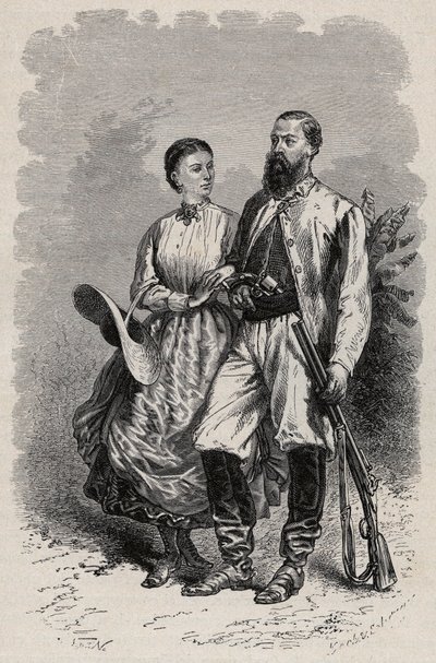 सैमुअल व्हाइट बेकर का पोर्ट्रेट (1821-1893) अंग्रेजी खोजकर्ता और लेडी फ्लोरेंस बेकर (1841-1916) द्वारा अज्ञात कलाकार