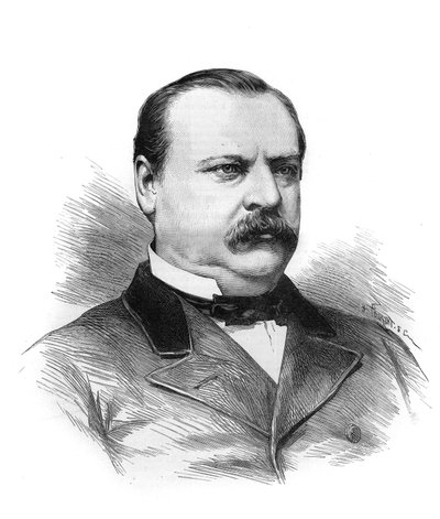 स्टीफन ग्रोवर क्लीवलैंड (1837-1908) का पोर्ट्रेट राज्यों के प्रतिनिधियों द्वारा अमेरिकी गणराज्य के राष्ट्रपति पद के लिए डिज़ाइन किया गया। "" ले मोंडे इलस्ट्र्रे "" में उत्कीर्णन द्वारा अज्ञात कलाकार