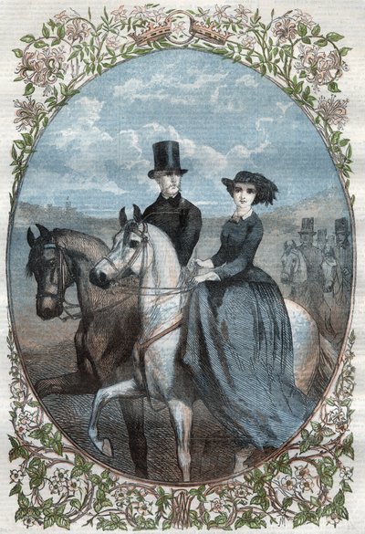 उनकी शाही महारानी राजकुमारी विक्टोरिया (1840-1901) (रानी विक्टोरिया की बेटी) और प्रशिया के क्राउन प्रिंस फ्रेडरिक विलियम (1831-1888) का पोर्ट्रेट। 1858 से उत्कीर्णन। द्वारा अज्ञात कलाकार