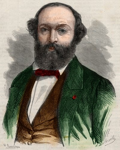 थियोडोर रूसो का पोर्ट्रेट (1812-1867), फ्रांसीसी चित्रकार। "" शानदार ब्रह्मांड "" में उत्कीर्णन द्वारा अज्ञात कलाकार