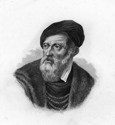 टिटियन का पोर्ट्रेट (1490-1576), टिज़ियानो वेसेलियो, विनीशियन चित्रकार, द्वारा अज्ञात कलाकार