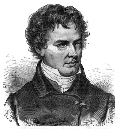 विक्टर जैक्वेमोंट (1801 - 1832) का पोर्ट्रेट, फ्रांसीसी वनस्पतिशास्त्री और यात्री - "उन्नीसवीं शताब्दी में महान यात्राओं का सुरम्य इतिहास" में उत्कीर्णन। १८७७ द्वारा अज्ञात कलाकार