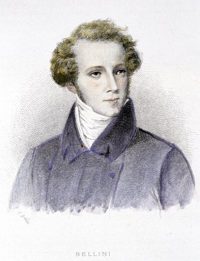 विन्सेन्ज़ो बेलिनी का पोर्ट्रेट, इतालवी संगीतकार (1801-1835) - उत्कीर्णन द्वारा अज्ञात कलाकार