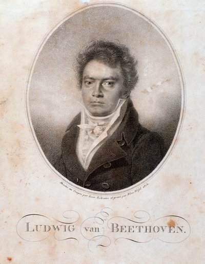 जर्मन संगीतकार लुडविग वैन बीथोवेन (1770-1827) का चित्र उत्कीर्णन। 19 वीं सदी। बोलोग्ना, सिविक संगीत ग्रंथ सूची संग्रहालय द्वारा अज्ञात कलाकार