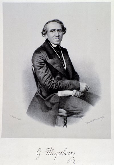 जर्मन ओपेरा संगीतकार जियाकोमो मेयरबीर (1791-1864) उत्कीर्णन का पोर्ट्रेट। 19 वी सदी। बोलोग्ना, सिविक संगीत संग्रहालय द्वारा अज्ञात कलाकार