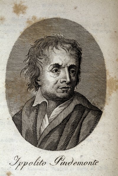 इतालवी कवि इप्पोलिटो पिंडमोंटे (1753-1828), कवि के मित्र और इतालवी नाटककार यूगो फोस्कोलो (1778-1827) का पोर्ट्रेट 19वीं सदी का उत्कीर्णन द्वारा अज्ञात कलाकार