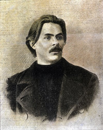 रूसी लेखक मैक्सिम गोर्की (गोर्किज) का पोर्ट्रेट (1868 - 1936)। द्वारा अज्ञात कलाकार