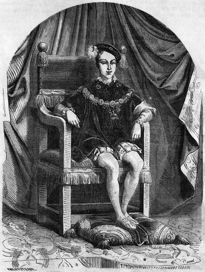 इंग्लैंड और आयरलैंड के युवा राजा एडवर्ड VI (1537-1553) का पोर्ट्रेट, 19वीं सदी का उत्कीर्णन। द्वारा अज्ञात कलाकार
