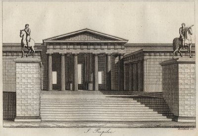 Propylees (Propylaea) (एथेनेस का एक्रोपोलिस) ब्रह्मांड के सभी लोगों के उपयोग और रीति-रिवाजों से उत्कीर्ण है। अर्थात्, सरकार का इतिहास, कानूनों का, मिलिशिया का, सभी राष्ट्रों के धर्म का सबसे दूरस्थ समय से लेकर आज तक का इतिहास "1856 द्वारा अज्ञात कलाकार