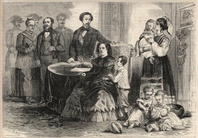 स्पेन की रानी इसाबेला II (बोर्बोन की इसाबेला) (1830-1904) और बोर्बोन के असीसी के फ्रेंकोइस या स्पेन के फ्रेंकोइस I (1822-1902) ने सितंबर क्रांति (ग्लोरियोसा) के बाद फ्रांस में पऊ के महल में अपने बच्चों के साथ शरण ली। . उनके बच्चों के बीच द्वारा अज्ञात कलाकार