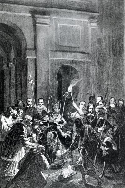 भूत भगाने के दृश्य का प्रतिनिधित्व। 19वीं सदी का चित्रण। द्वारा अज्ञात कलाकार