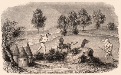 मध्ययुगीन जनजातियों और जानवरों की प्रजातियों का प्रतिनिधित्व: राक्षसों से लड़ने वाले दो सिंथोफ्लस द्वारा अज्ञात