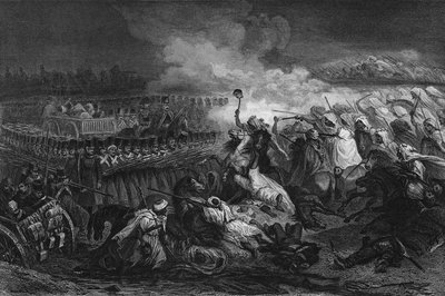 1837 में कॉन्स्टेंटाइन में फ्रांसीसी सेना द्वारा गठित वर्ग के सामने अरबों की सेवानिवृत्ति, "अल्जीरी एंसीन एट मॉडर्न" में लियोन गैलिबर्ट द्वारा द्वारा अज्ञात कलाकार