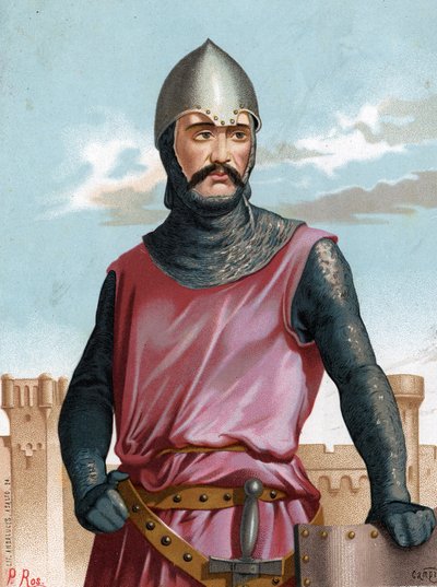 Rodrigo Dìaz de Vivar, जिसे Cid Campeador स्पेनिश हीरो (1043 से 1099) के रूप में जाना जाता है। मुजेरेस प्रसिद्ध बार्सिलोना 1877 के बाद। द्वारा अज्ञात कलाकार