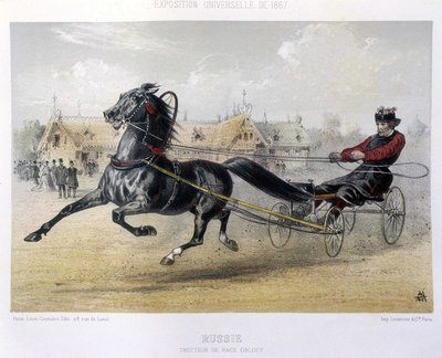 रूस: ऑरलॉफ़ ब्रीड ट्रॉटर - "" द सेंटॉर "" 1867 . में द्वारा अज्ञात कलाकार