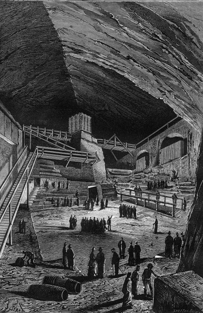 Wieliczka, पोलैंड की नमक की खदानें। "प्रकृति" में उत्कीर्णन द्वारा अज्ञात कलाकार