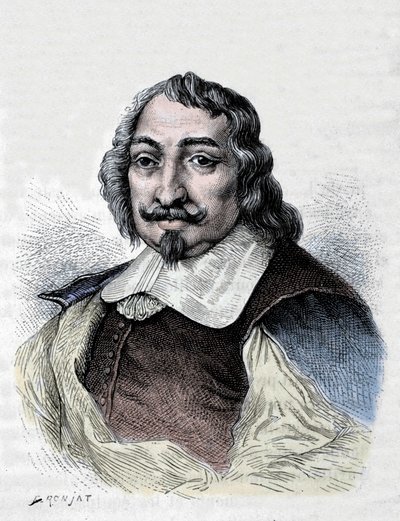 सैमुअल डी शैम्प्लेन, फ्रांसीसी खोजकर्ता और उपनिवेशवादी (1567-1635)। कनाडा के उपनिवेशवादी। मोनकॉर्नेट द्वारा एक गंभीर चित्र के बाद 1830 से उत्कीर्णन। द्वारा अज्ञात कलाकार