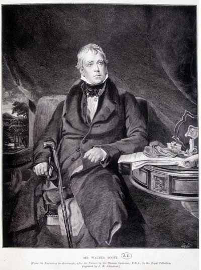 सर जॉन वाल्टर स्कॉट 1771/1832, अंग्रेजी लेखक और कवि। द्वारा अज्ञात कलाकार