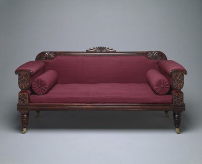 सोफा, c.1821-35 (ऊनी असबाब के साथ शीशम और पाइन) द्वारा अज्ञात कलाकार