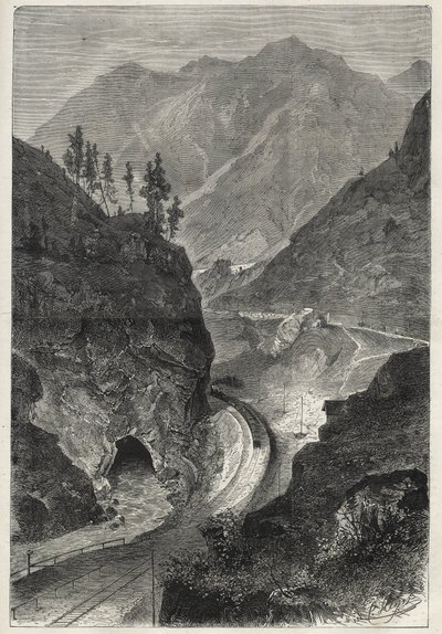 द ब्रेनर रेलवे (ब्रेनेरो) से टायरॉल (तिरोलो - तिरोल) - उत्कीर्णन 1867 - द्वारा अज्ञात कलाकार