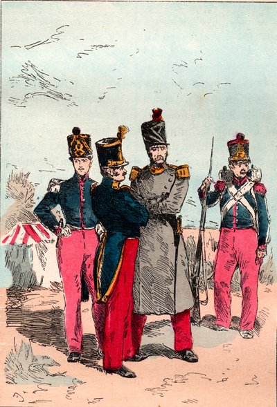 1830 से 1848 तक लुई फिलिप के शासनकाल के तहत फ्रांसीसी आर्मी - रेखा - 1882 से "हिस्टोइरे डी डिक्स उत्तर: 1830-1840" लुई-ब्लैंक (1811-1882) में उत्कीर्णन द्वारा अज्ञात कलाकार