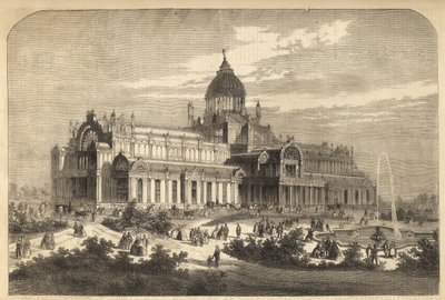 1864 में एम्स्टर्डम में उद्योग का महल (1929 में आग से नष्ट) - नीदरलैंड, एम्स्टर्डम। उद्योग का महल द्वारा अज्ञात कलाकार