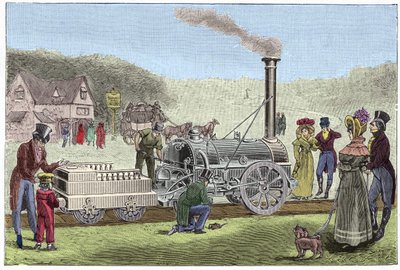 स्टीफेंसन लोकोमोटिव "" द रॉकेट "" (1830) द्वारा अज्ञात कलाकार