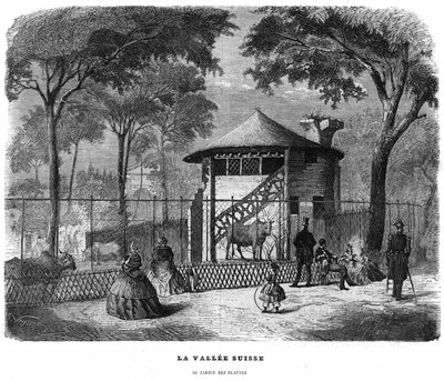 1858 में पेरिस में पौधों के बगीचे में स्विस घाटी। द्वारा अज्ञात कलाकार