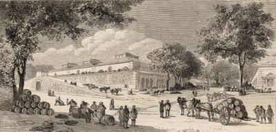 1861 में पेरिस में वाइन वेयरहाउस - रुए डे लैंगडॉक और कोटे डी'ओर द्वारा अज्ञात कलाकार