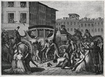 1799 में ग्रेनोबल में पोप पायस VI (Giovanni Angelo Braschi dit Pius VI, PIO 1717-1799) का आगमन। 1800 से उत्कीर्णन। द्वारा अज्ञात कलाकार
