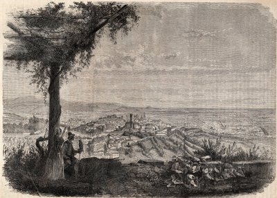 1858 के आसपास बर्गमो (बर्गमो) शहर - उत्कीर्णन - द्वारा अज्ञात कलाकार
