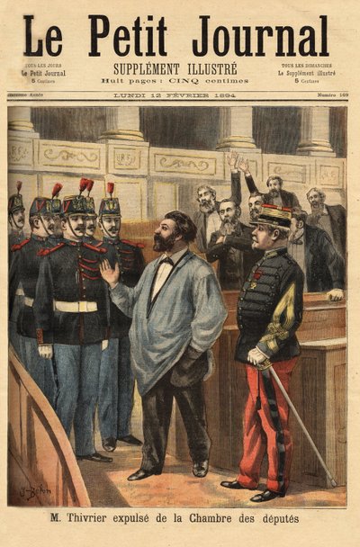 प्रतिनियुक्त डे ल'एलियर, क्रिस्टोफ़ थिवियर (1841-1895), जिसका उपनाम "ब्लाउज़ में प्रतिनियुक्त" रखा गया था, क्योंकि वह हमेशा बोर्बोनिस खनिकों के प्रति वफादारी से बाहर निकलता था, जिससे वह पैदा हुआ था, उसे प्रतिनियुक्ति के कक्ष से निष्कासित कर द द्वारा अज्ञात कलाकार