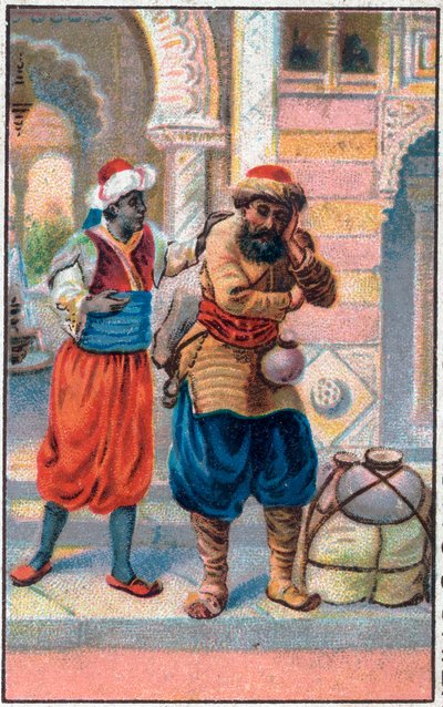 दरवाज़ा पक्का। नाविक सिनाबाद (सिंदबाद) का अद्भुत रोमांच। 1001 रातों (एक हजार एक रात) की लोकप्रिय कहानी। 19 वीं शताब्दी के उत्तरार्ध की क्रोमोलिथोग्राफी। द्वारा अज्ञात कलाकार