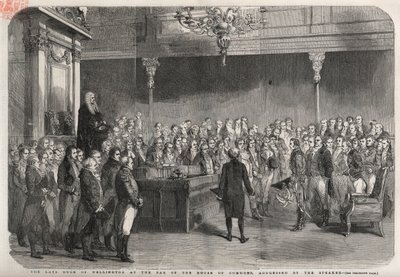 ड्यूक ऑफ वेलिंगटन (आर्थर वेलेस्ली (1769-1852) (ड्यूक ऑफ वेलिंगटन) हाउस ऑफ कॉमन्स के बार में विमेइरो, प्रायद्वीपीय युद्ध में उनकी जीत पर स्पीकर की बधाई प्राप्त करने के लिए खड़ा है। द्वारा अज्ञात कलाकार