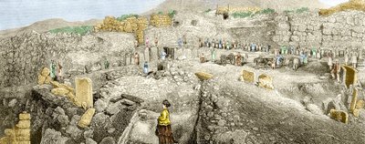 माइसीने में खुदाई का नेतृत्व हेनरिक श्लीमैन ने किया था। 19 वी सदी। द्वारा अज्ञात कलाकार