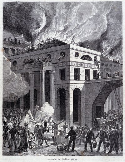 ओडियन की आग (1820) - उत्कीर्णन, 19वीं शताब्दी के अंत में द्वारा अज्ञात कलाकार
