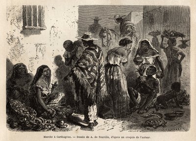 शहर के उपनगरों में कार्टाजेना (कोलंबिया) का मार्च, मुख्य रूप से अश्वेतों, मेटिस और भारतीयों द्वारा किया जाता है। 1869 में डॉ। सैफ्रे द्वारा न्यू ग्रेनाडा की यात्रा को चित्रित करने के लिए उत्कीर्णन, "ले टूर डू मोंडे"" 1872 में प्रकाशित, एडौर् द्वारा अज्ञात कलाकार