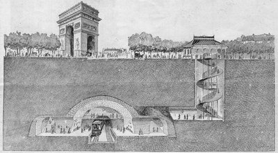 पेरिस में मेट्रो स्टेशन "" Etoile ""। 1895 से उत्कीर्णन। द्वारा अज्ञात कलाकार
