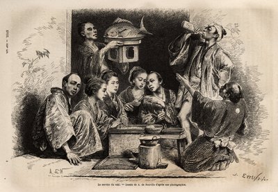 खातिरदारी, दावतों में सबसे औपचारिक है, खातिर बड़े लाख के बर्तन या कांस्य के डिब्बे में लाया जाता है, एक बांस की पट्टी पर रखा जाता है, चीनी मिट्टी के बरतन की बोतलों में स्नान स्नान में गरम किया जाता है; सामग्री और विभिन्न आकारों के कट बड़े पैमाने पर सजाए गए द्वारा अज्ञात कलाकार