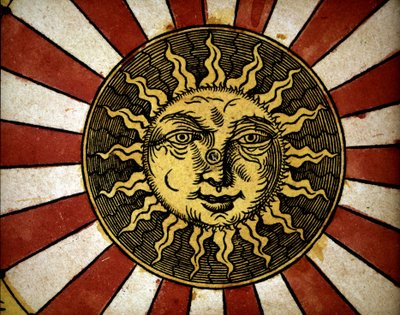 सूर्य - "" एस्ट्रोनोमिकॉन सीज़रम "" में, 16 वीं शताब्दी का ग्रंथ। द्वारा अज्ञात कलाकार