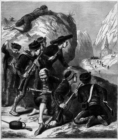 तीसरा कारलिस्ट युद्ध (1872-1876): नवरे में एक कारलिस्ट घात। द्वारा अज्ञात कलाकार