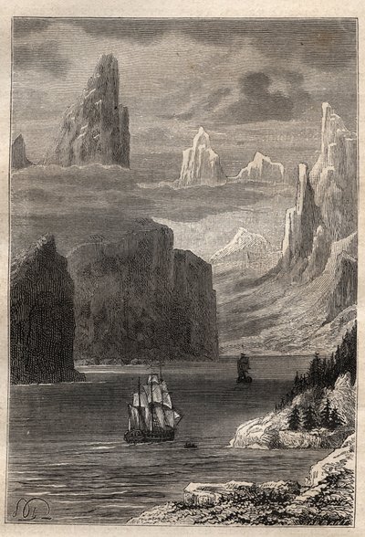 कप्तान जेम्स कुक (1728-1779) द्वारा तीसरी यात्रा (1776-1779): प्रिंस विलियम (प्रिंस विलियम) (अलास्का) का प्रवेश - "18 वीं शताब्दी के महान नाविक" से लिया गया चित्रण। द्वारा अज्ञात कलाकार
