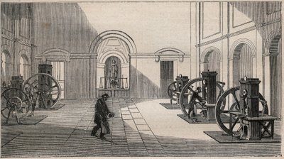 पेरिस में ला मोन्नी में थोंनेलियर मौद्रिक प्रेस - 1877 से उत्कीर्णन engraving द्वारा अज्ञात कलाकार