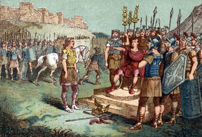 Vercingétorix, गैलिक नेता, 52 ई.पू. में जूलियस सीज़र के पास गया। द्वारा अज्ञात कलाकार