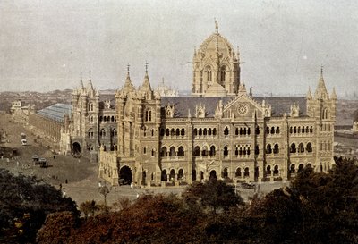 मुंबई में विक्टोरिया स्टेशन, १९वीं सदी के अंत में द्वारा अज्ञात कलाकार